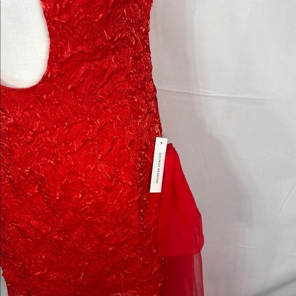 For Love & Lemons Red Textured Mini Dress M Bow - Picture 9 of 11